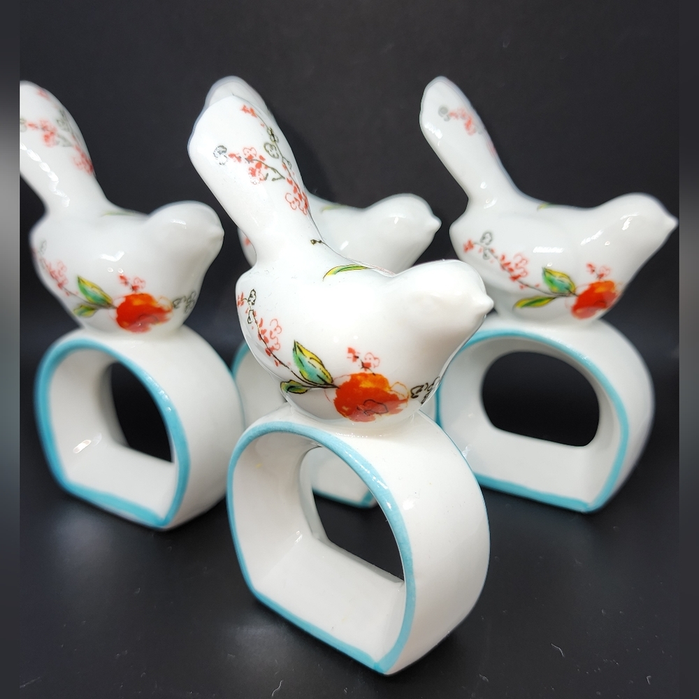 Set of 4 Ceramic Lenox Bird Napkin Holders